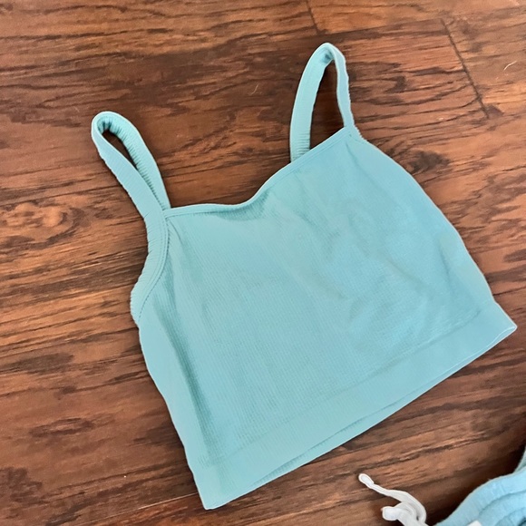 Teal Blue Colsie 3 Piece Matching Set - Bralette, Shorts, Pants - Picture 4 of 9